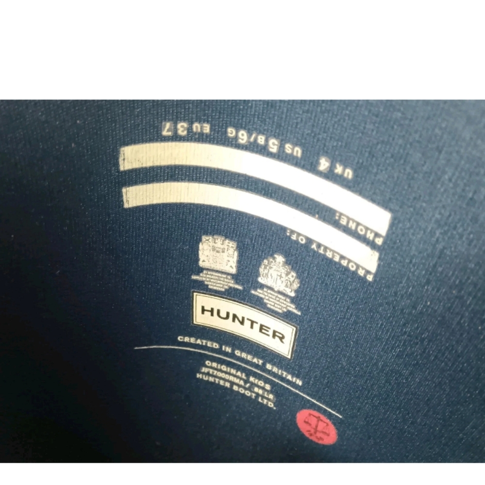 Hunter Original Kids Rain Boots Size 6 Big Girl Navy & Orange - Picture 7 of 9
